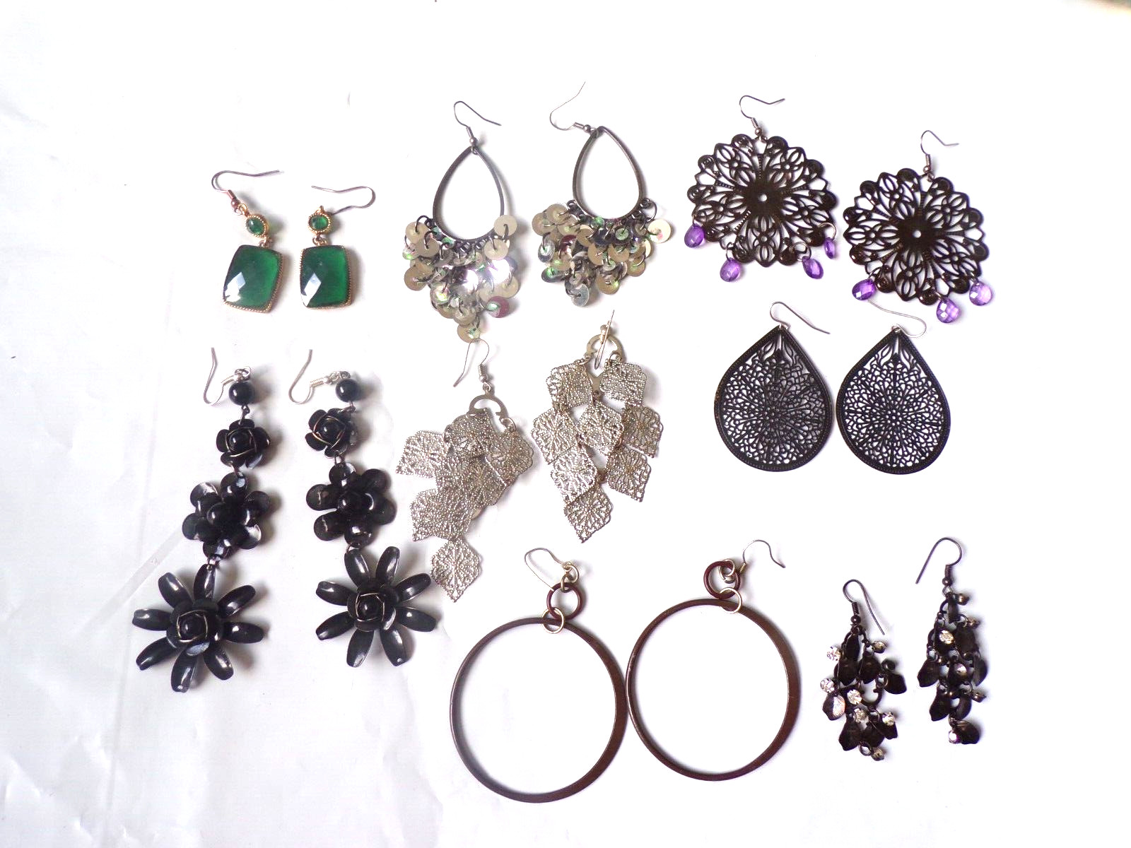 Jewelry LOT 8 PAIR COSTUME JEWELRY PIERCED EARRINGS Gems, DANGLE,Sparkle Crafts