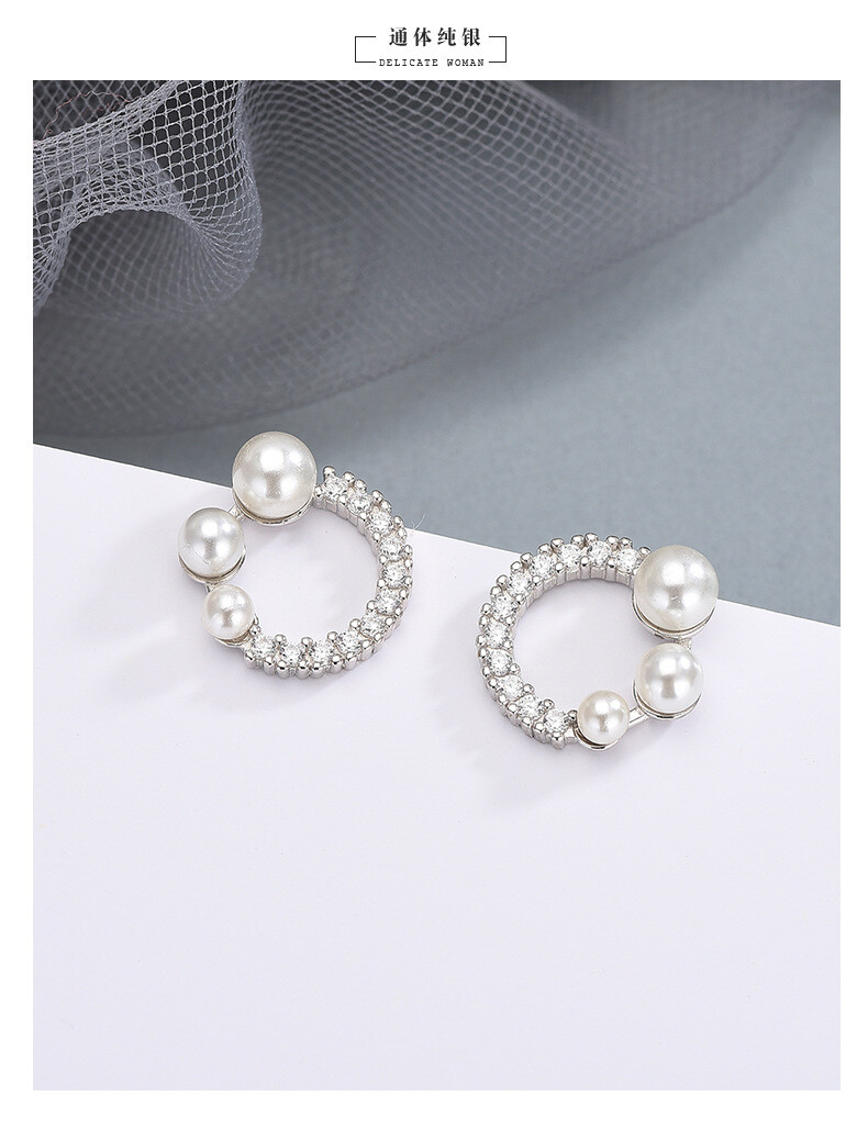 U.S. Seller S925 Silver Fashion Earrings for women Triple Pearls