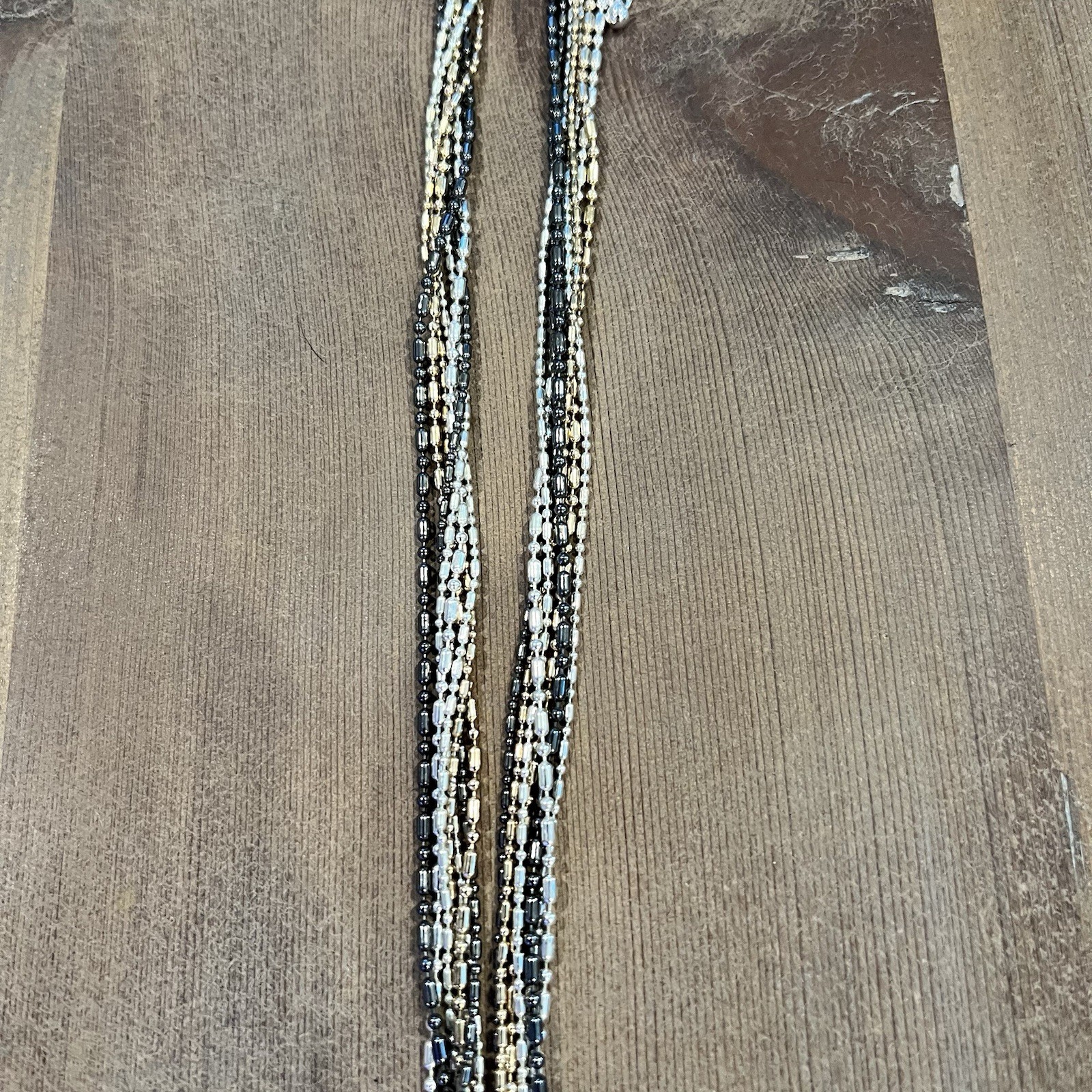 Women’s Statement Necklace Multi Strand Chain Knotted Gold Silver Black Tones