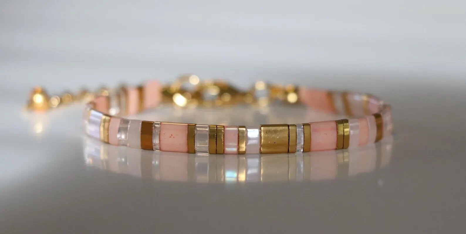 Pink Miyuki Tila Beaded Bracelet Vintage Adjustable Woman Man Surfer Anklet Gift