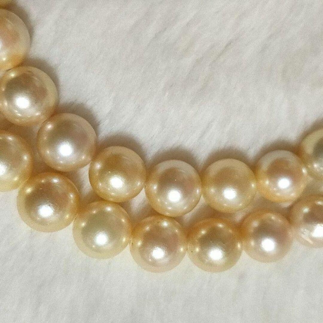 White South Sea Pearl Necklace 9.3mm Cream Gold Large Pearls From Japan