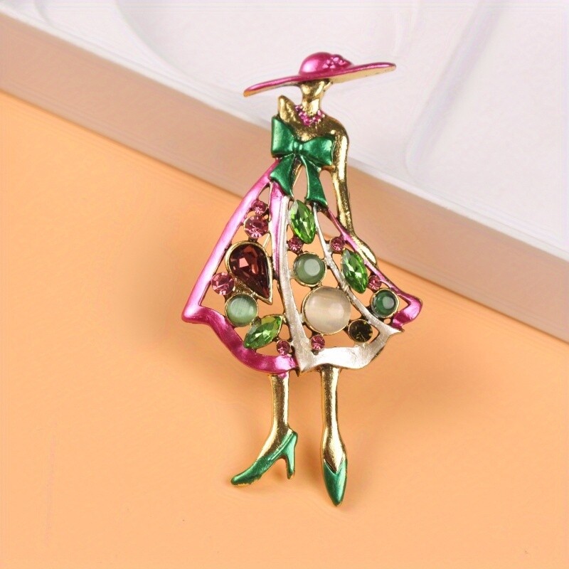 2PCS Fashion Lady Brooch Pins Women Crystal Dress Hat Beauty Girl Pin