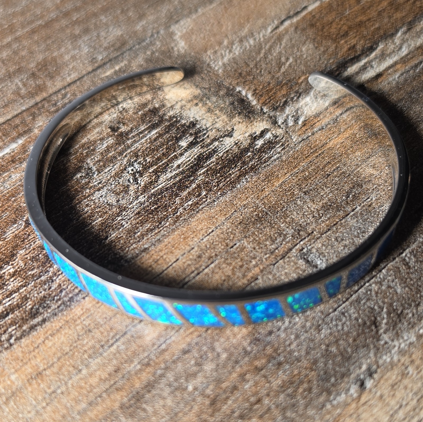 Kivony Fashion Fine Blue Fire Opal Bangles 925 Sterling Sliver Jewelry For Women