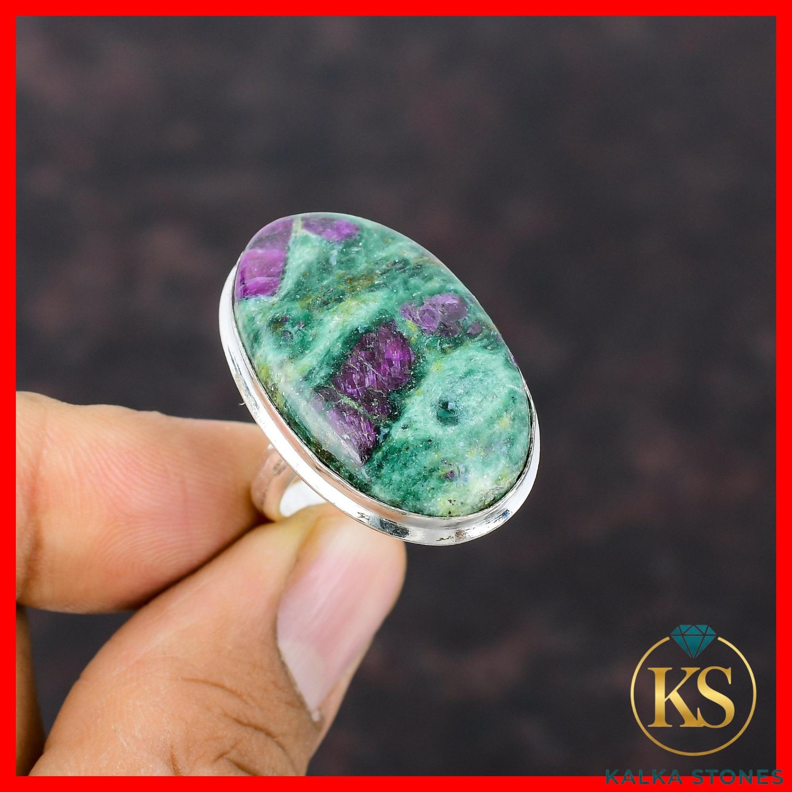 Ruby Fuchsite Gemstone 925 Sterling Silver Unique Promise New Ring Size All Size