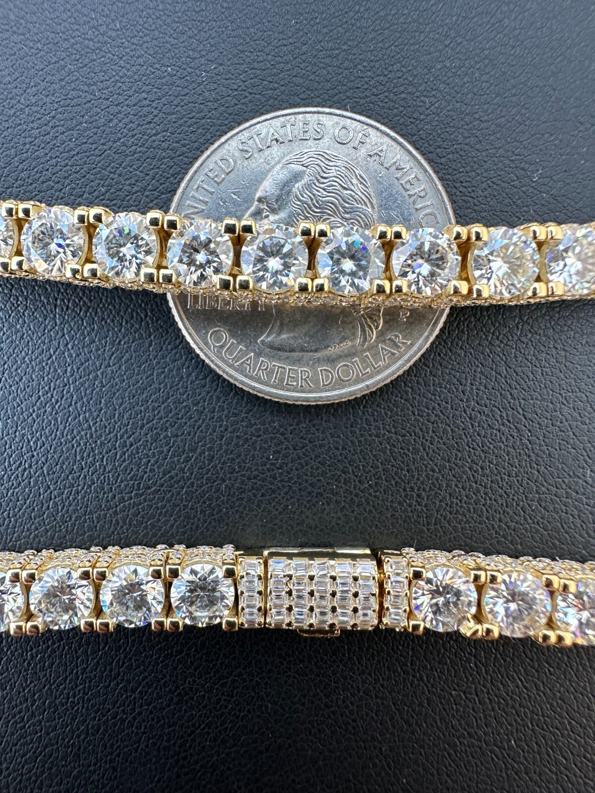 Real Iced 5mm MOISSANITE Tennis Bracelet 14k Gold Over 925 – Stones On All Sides