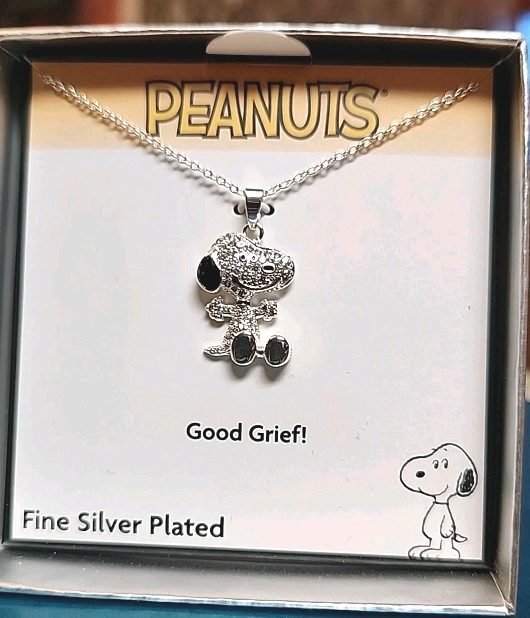 Peanuts GOOD GRIEF Fine Silver Plated Snoopy Necklace
