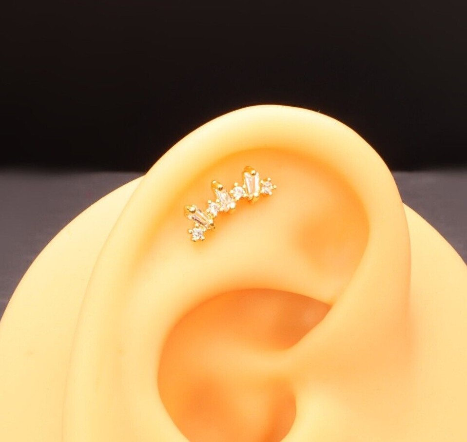 Beautiful Gold Silver Rose Cartilage Helix Conch Earrings Surgical steel B2