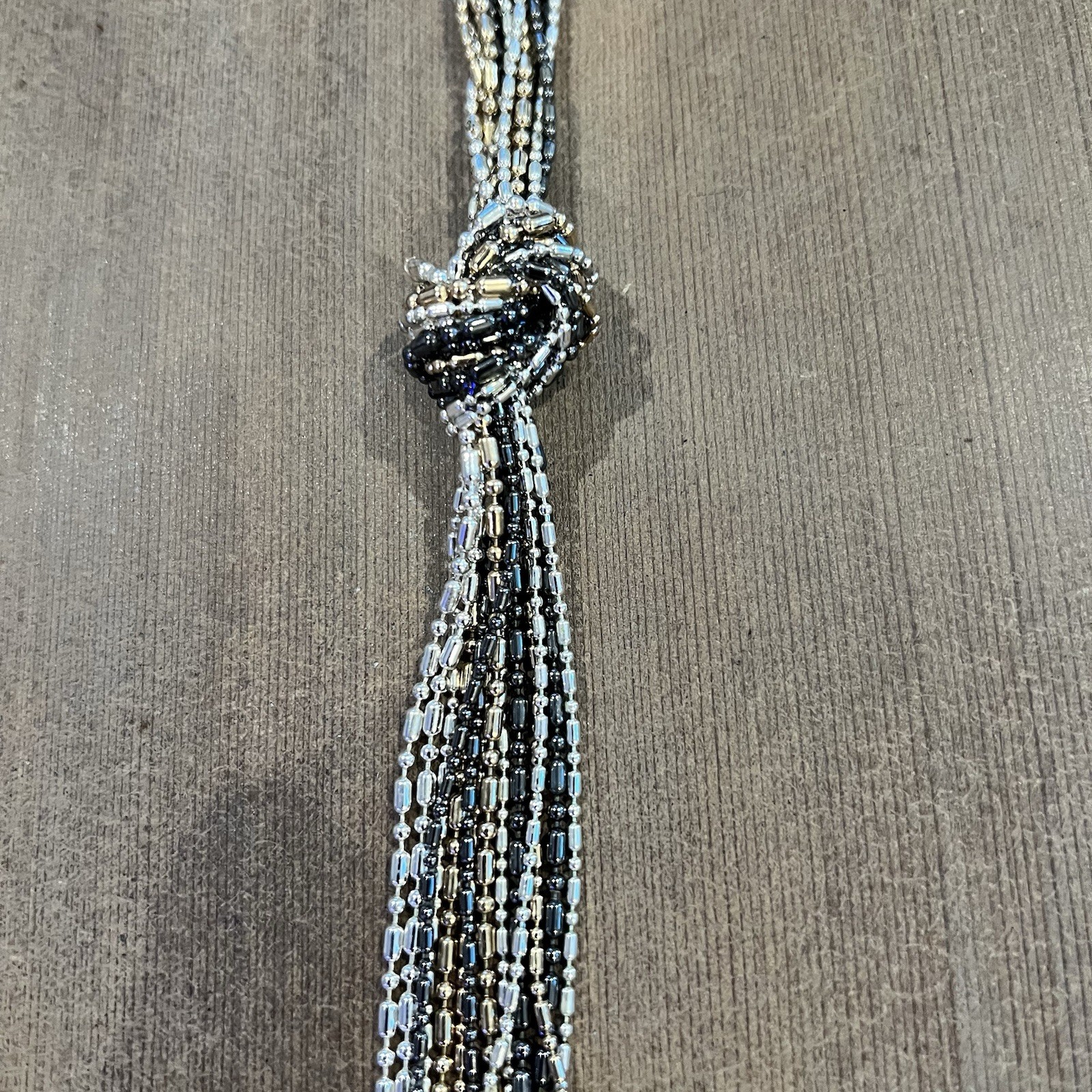 Women’s Statement Necklace Multi Strand Chain Knotted Gold Silver Black Tones