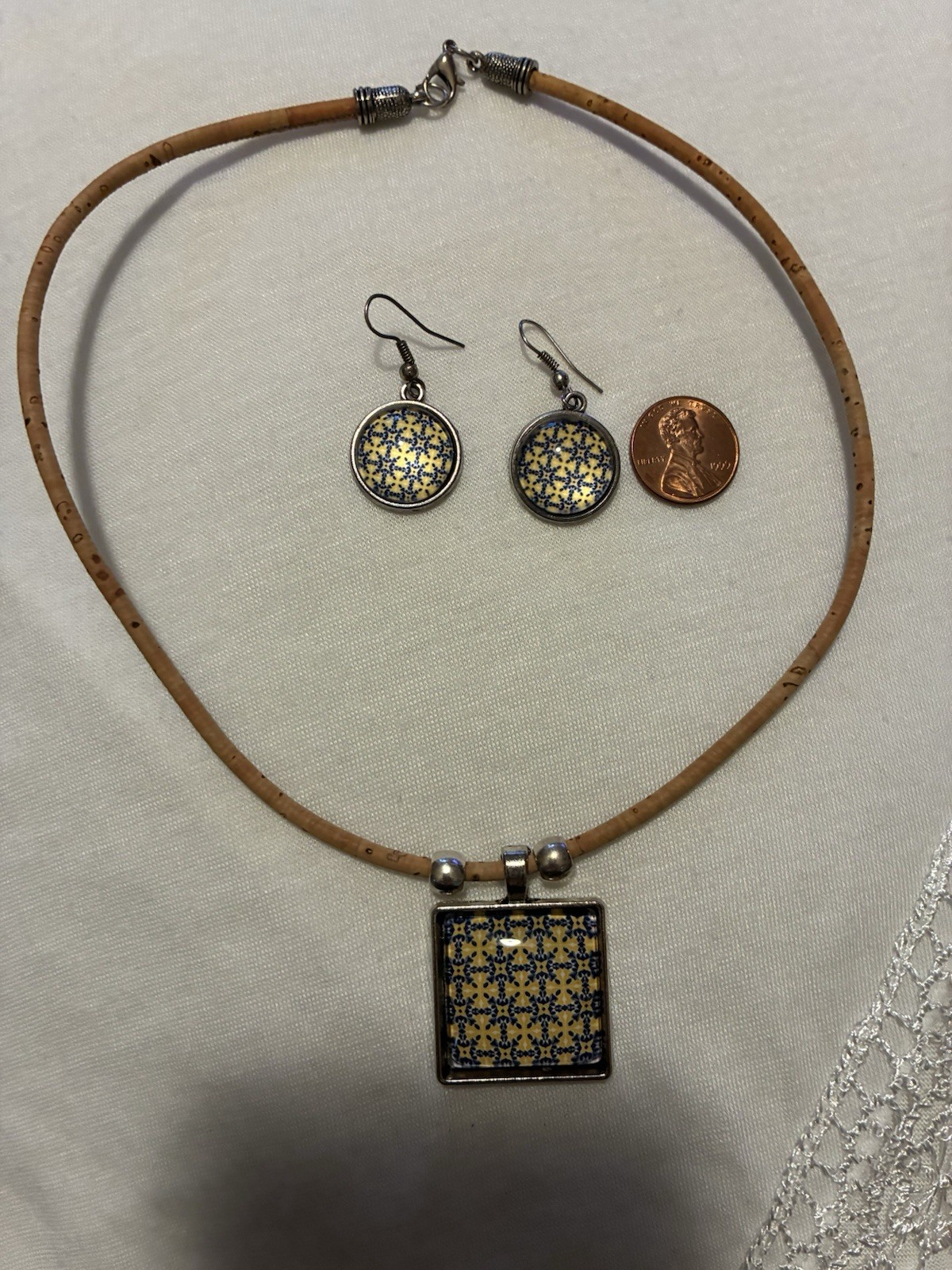 Choker In Cork and Earrings Necklace Set