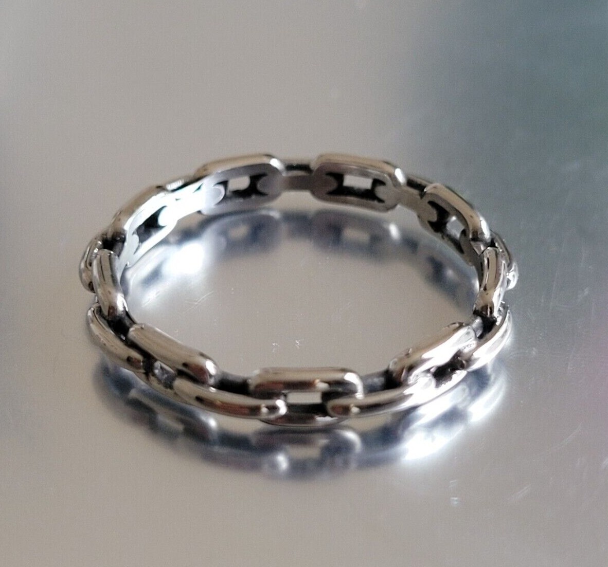 Stainless Steel Cable Link Ring – Silver Finish Stainless Steel Chain Ring