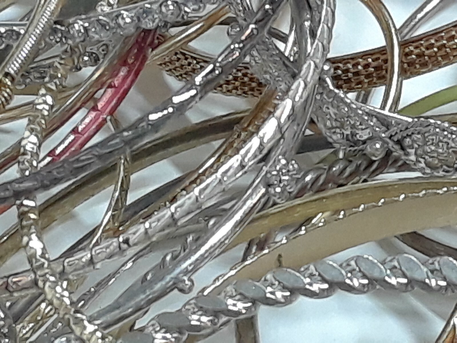 Bangle Bracelets. goldtone, silvertone, enamel, stones. Large lot. Adult size