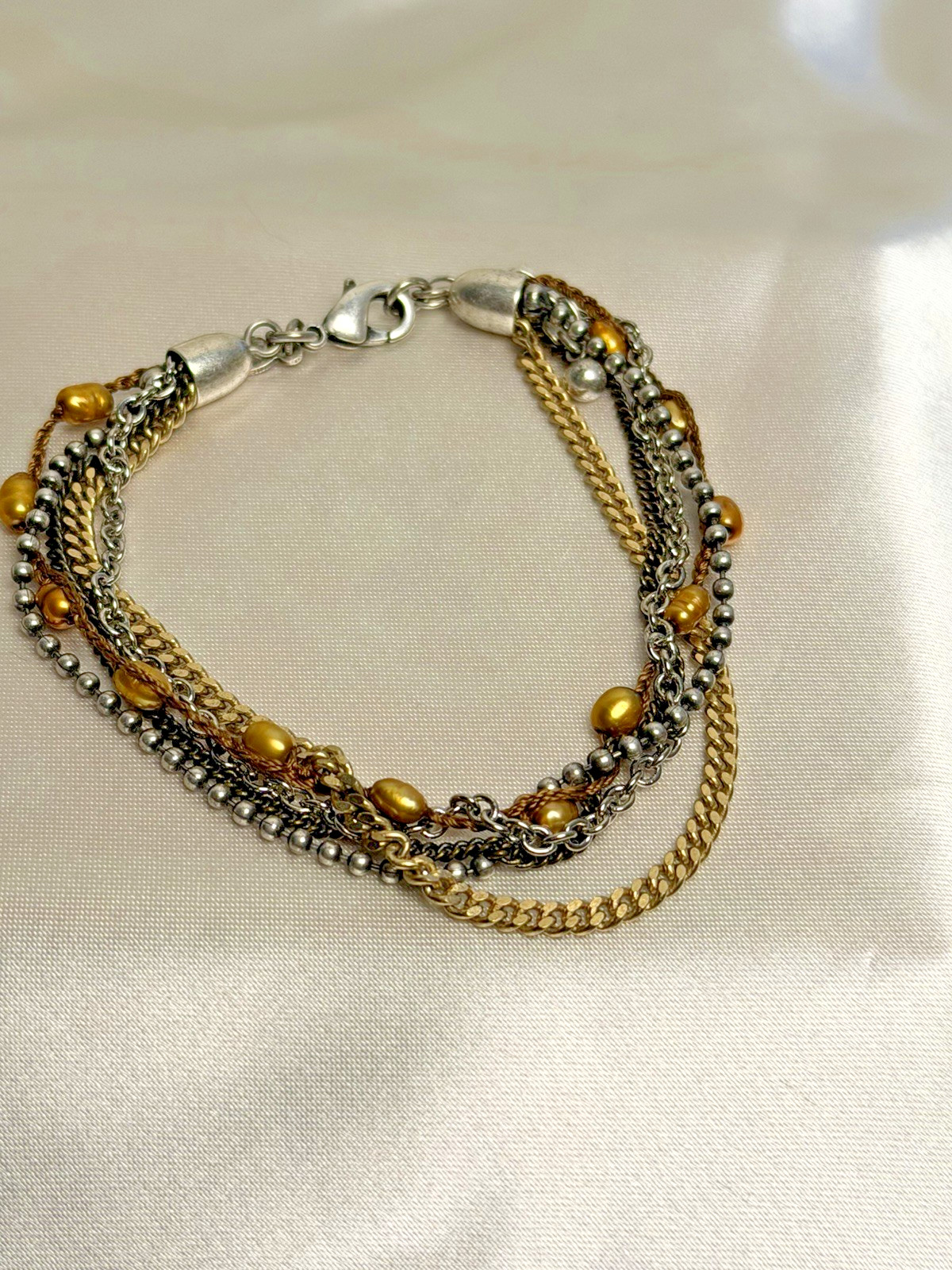 Vintage Premier Designs Mixed Metal Multi-Strand Bracelet – 7”–8.5” Adjustable