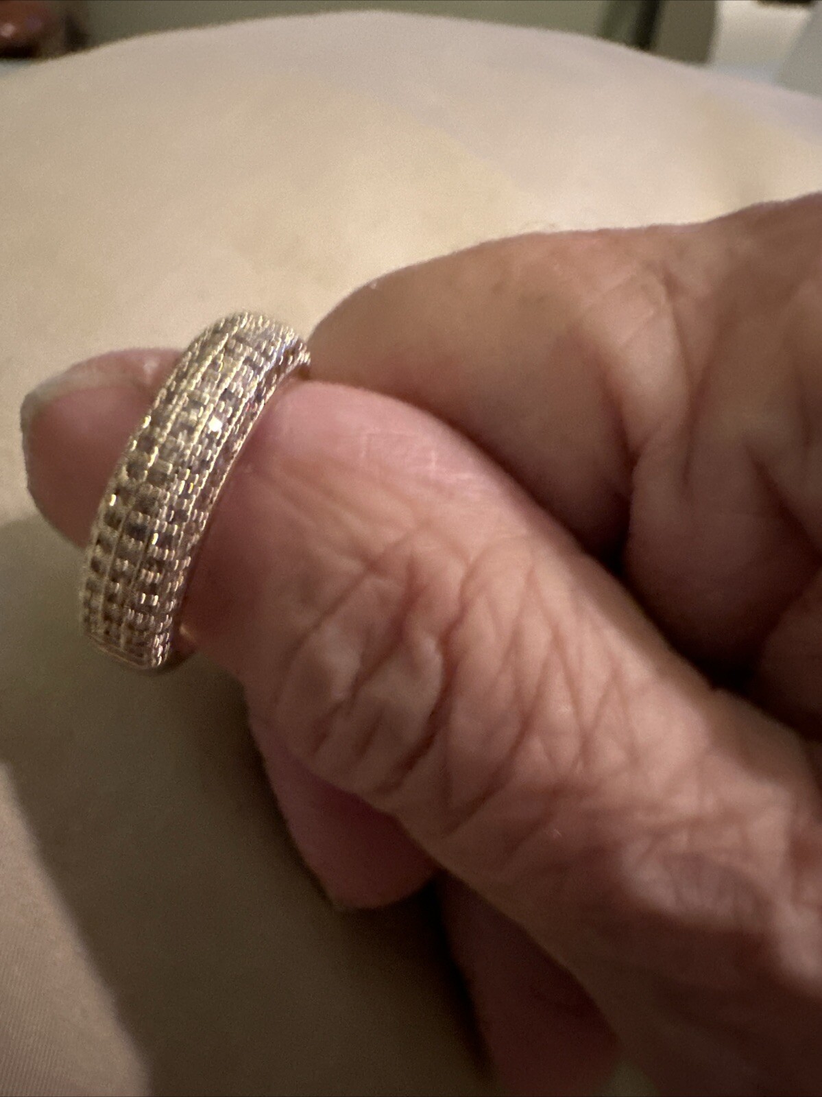 SUGO Classic Gold Band With Cubic Zirconia Stones In A Size 7