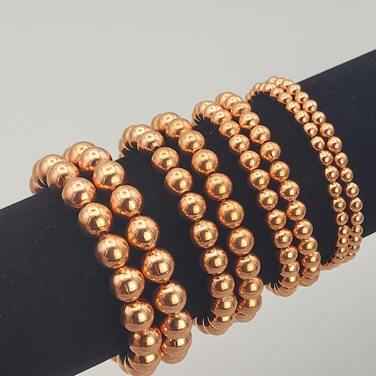 Pure Copper Beaded Bracelet Healing Stretch Jewelry, Stimulates Energy Flow USA