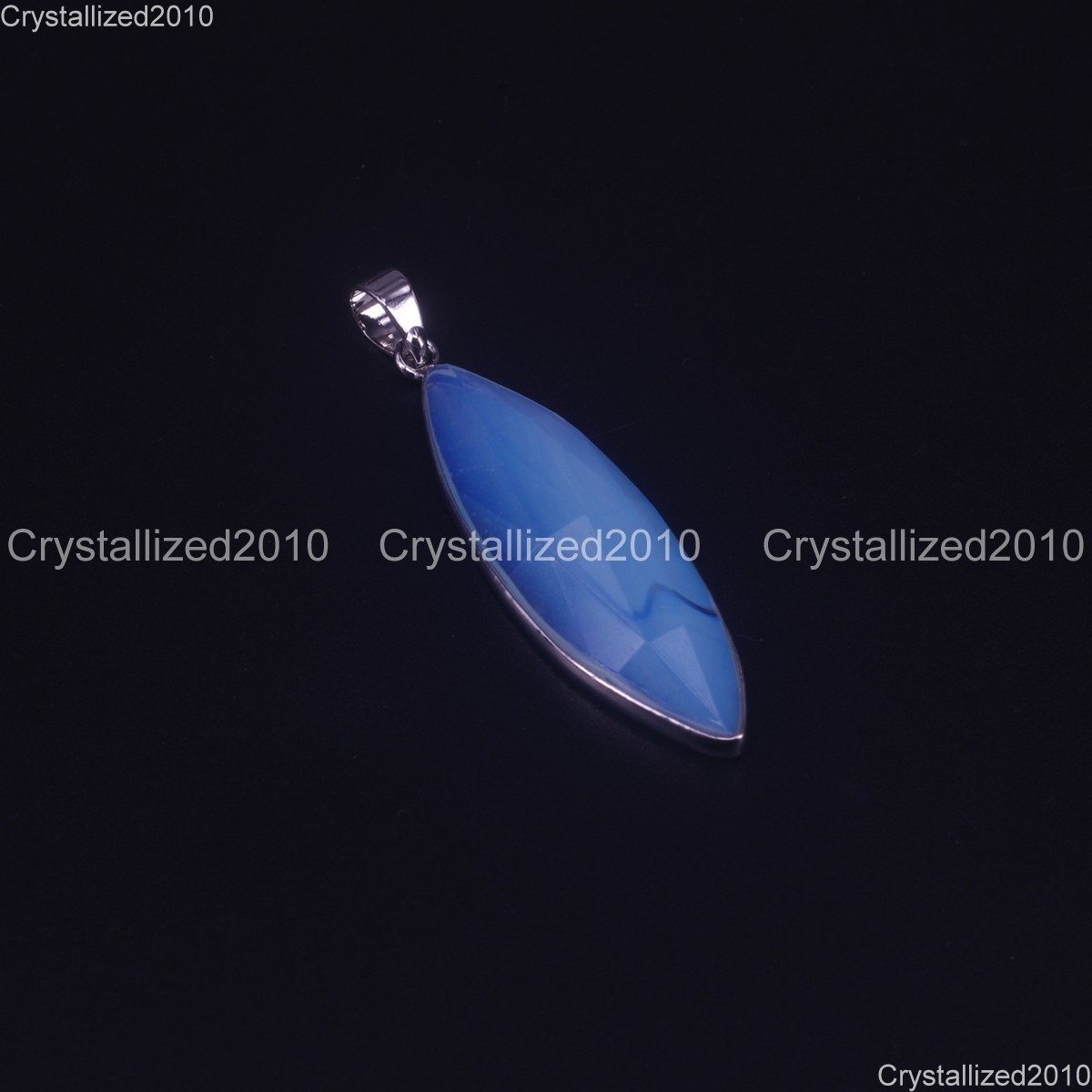 Natural Gemstones Amethyst Crystal Fluorite Navette Healing Reiki Chakra Pendant