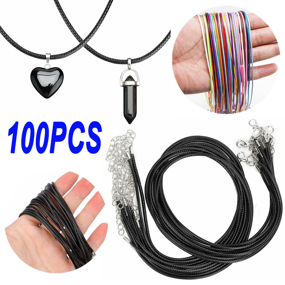 Braided Leather Cord Rope Necklace Chain w/Lobster Claw Clasp 100x Pendant