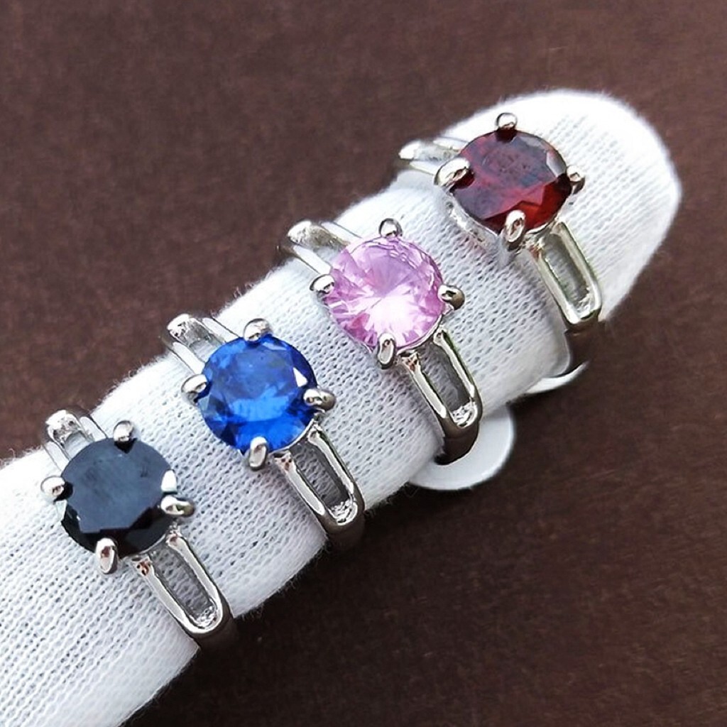 Bulk Wholesale 50 Colorful Crystal Zircon Rings Mix Women Wedding Finger Jewelry