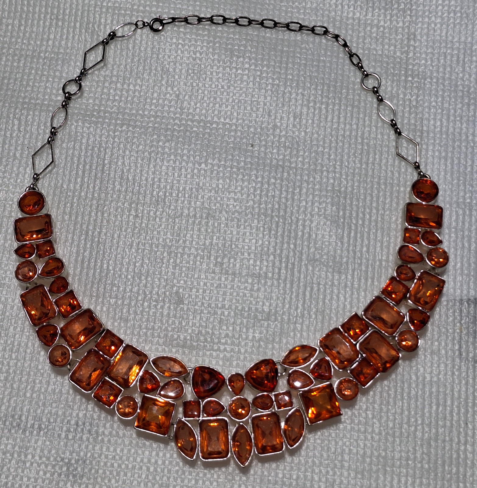 Anna Wintour Style Amber Crystal Collet Statement Necklace Heavy