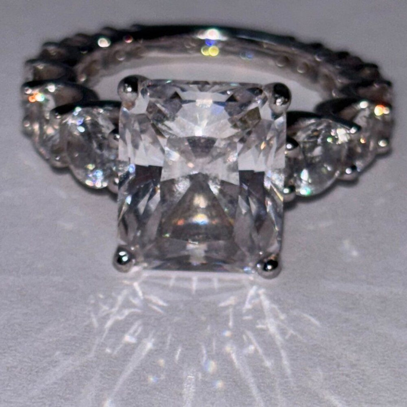 Platinum Clad® 925 Sterling Silver Cushion Cut CZ Engagement Ring Size 4