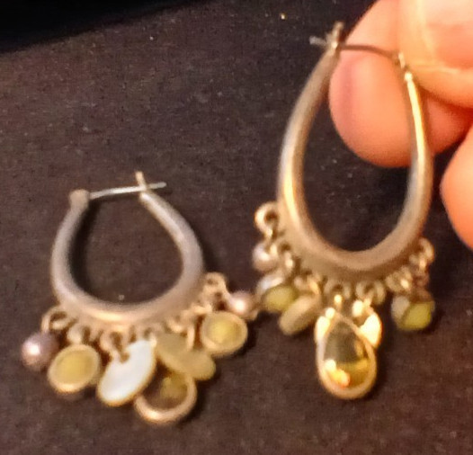 Multicolor 1.5″ Shell/Stone/Metal Pierced Earrings Silver-Tone