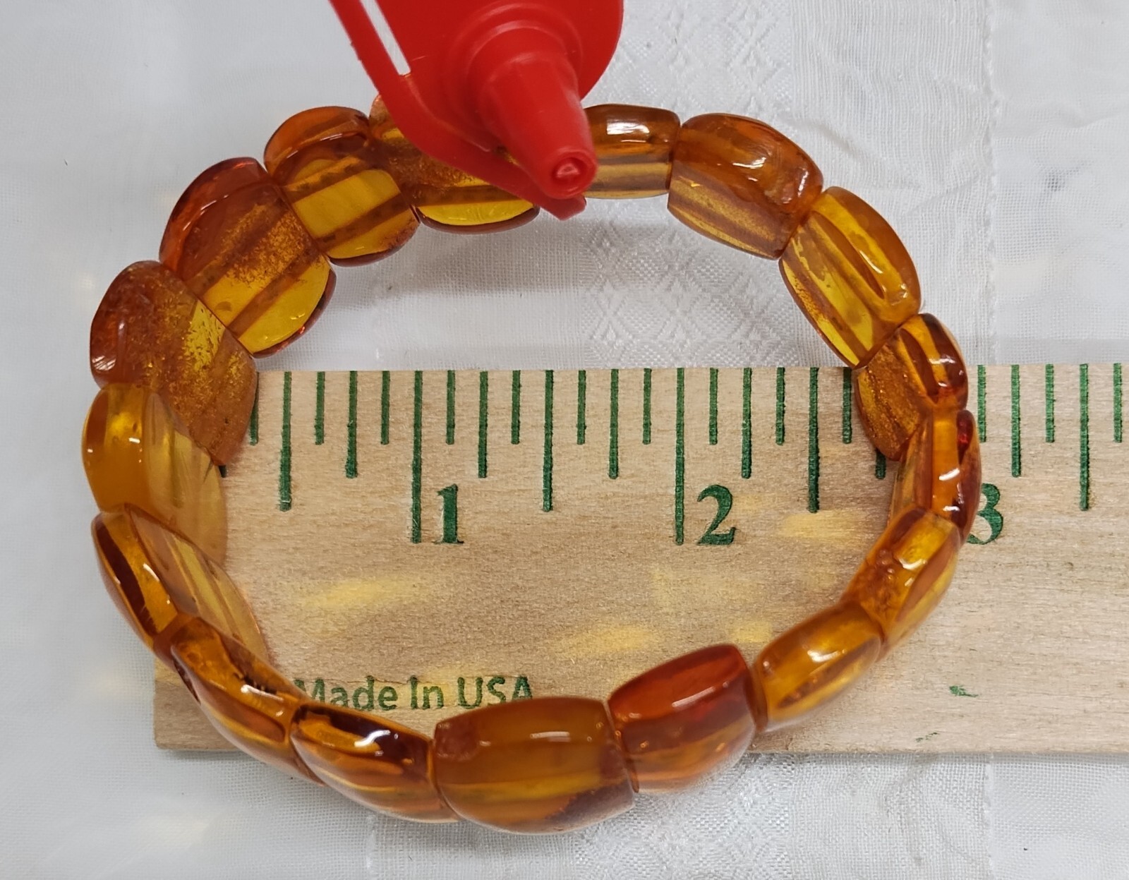Baltic Amber Stretch Bracelet From Lithuania – Glows Green In UV Light – Vintage