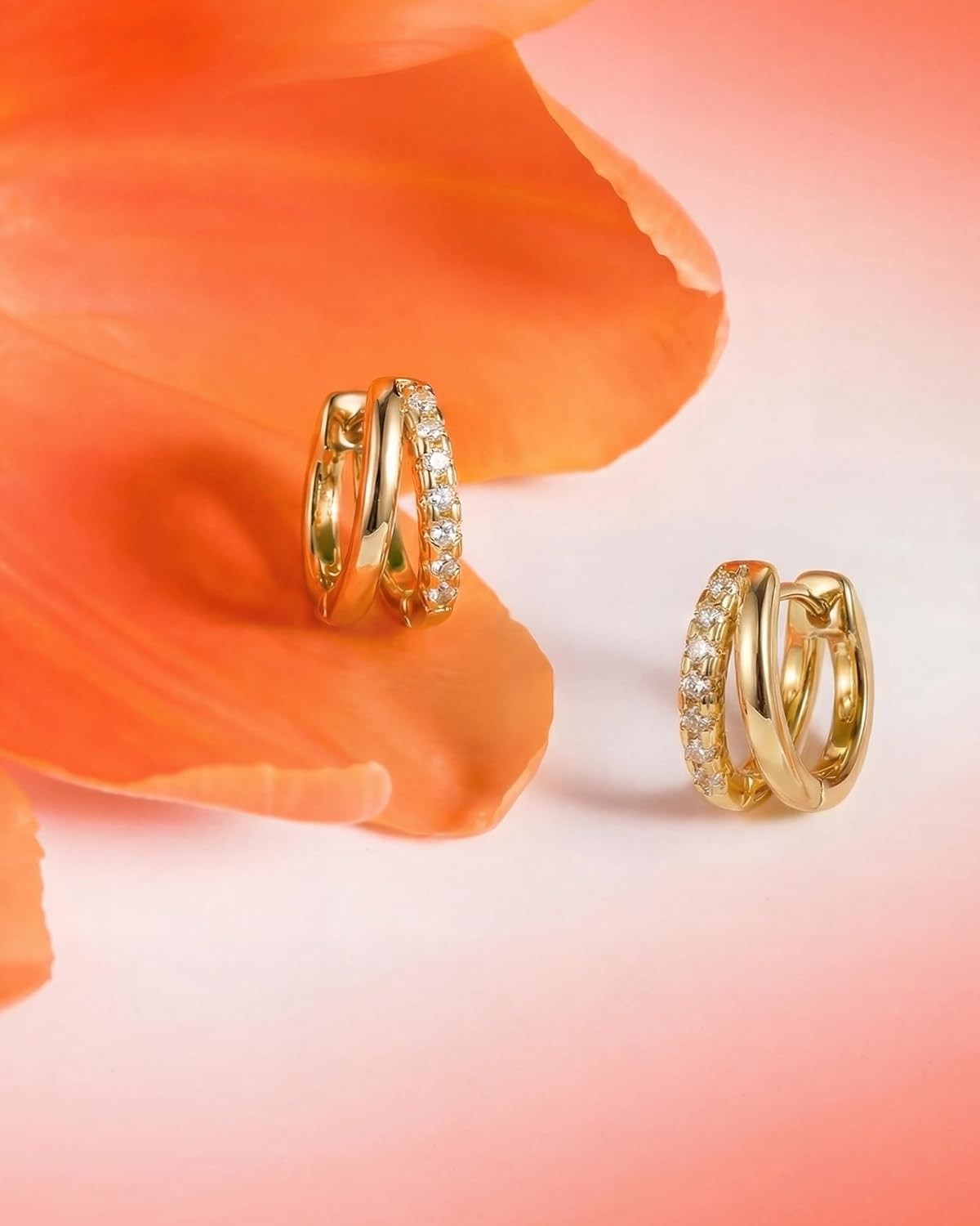 Gold Small Hoop Earrings for Women Trendy Dainty 14K Gold Huggie Hoop Earrings S