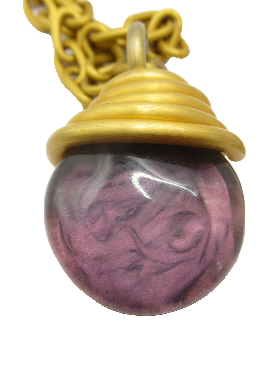 Purple and Green Pendant Necklace Double Sided Round Large