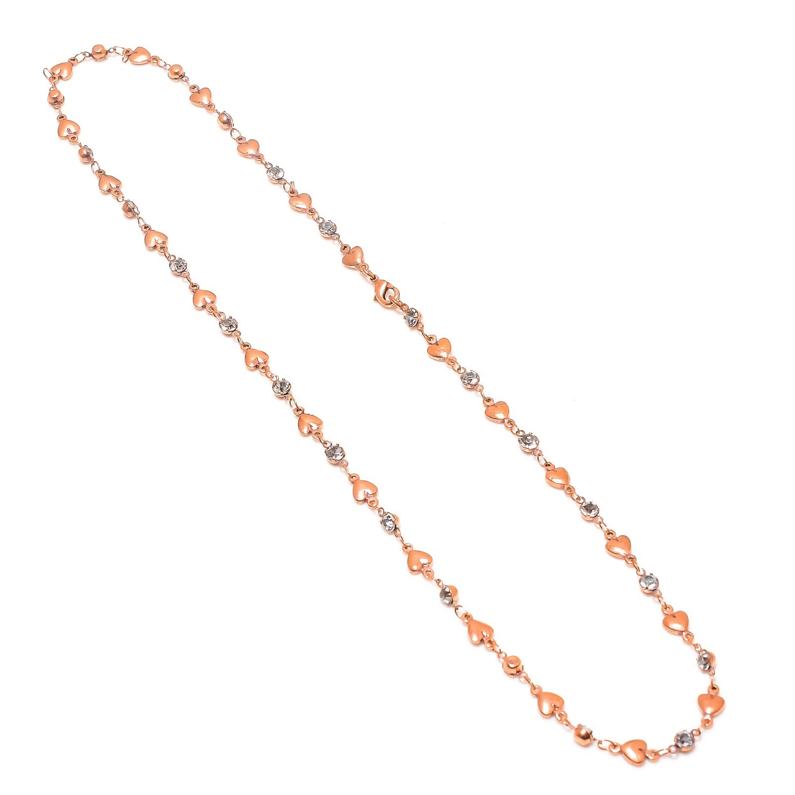 Cz Copper Chain Necklace With Lobster Clasp Handcrafted Heart Chain For Necklace