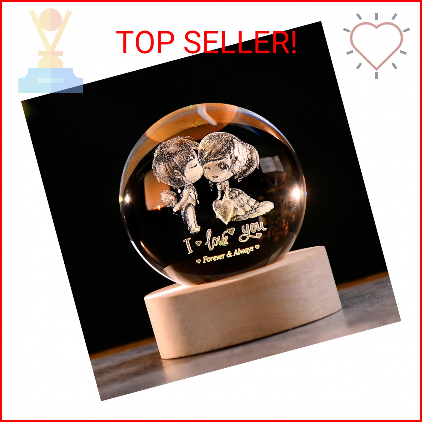 IFOLAINA 3D Couple Crystal Ball Wedding Gifts for Couples Newlywed