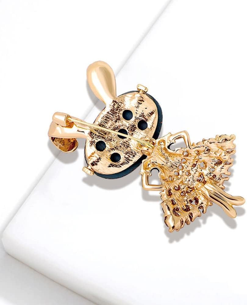 Rhinestone Lady Rabbit Brooch Pin for Women Girls Fashion Gold Plated Crystal Bu