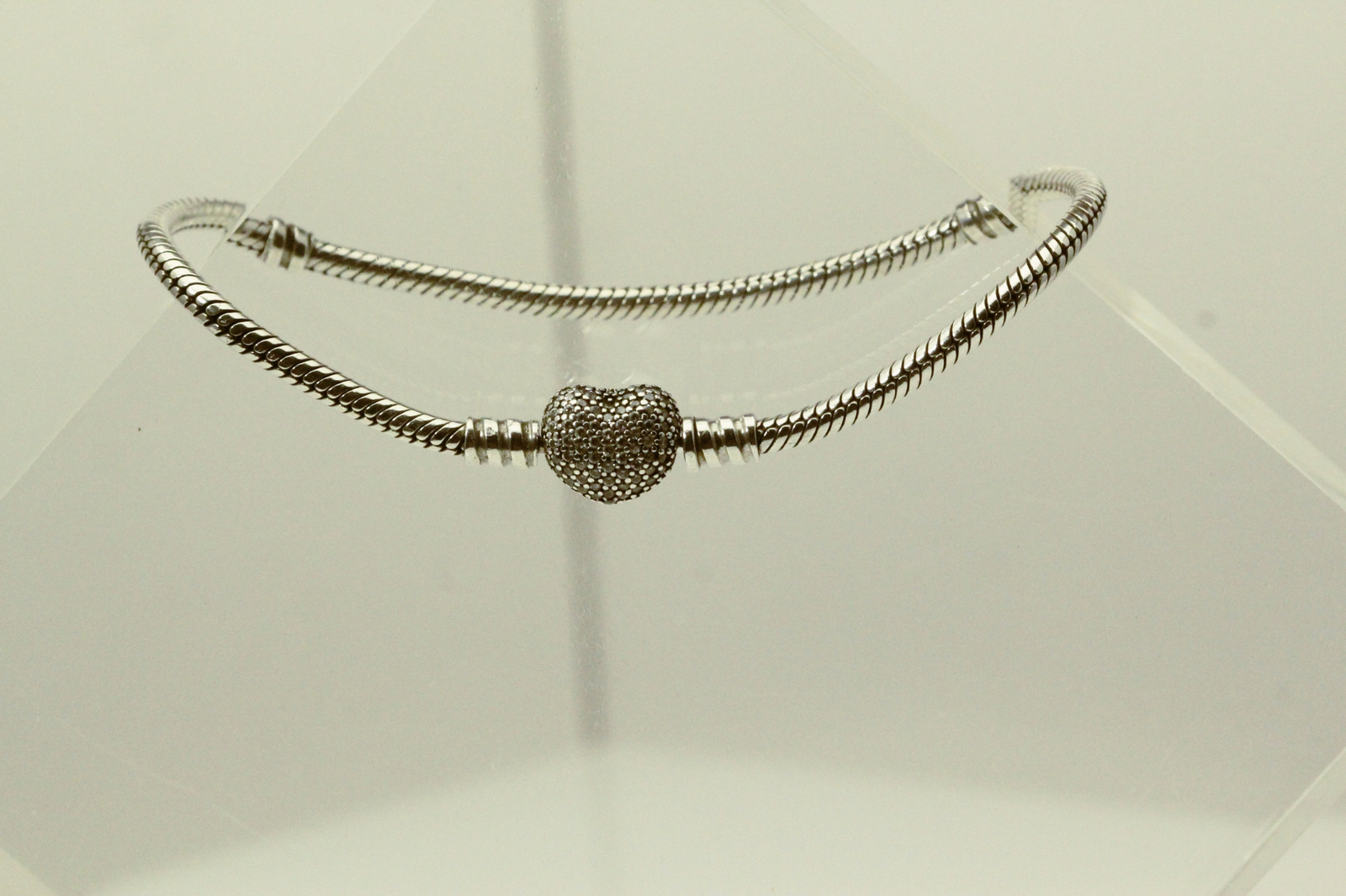 Heart Clasp Sterling Silver 925 Pandora 7.5″ Charm Bracelet 14.9 Grams (BR4962)