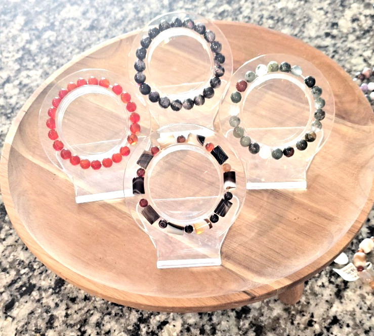 Genuine Crystal Stretch Bracelet Set of 3 8mm Round Natural Stone Healing Bead