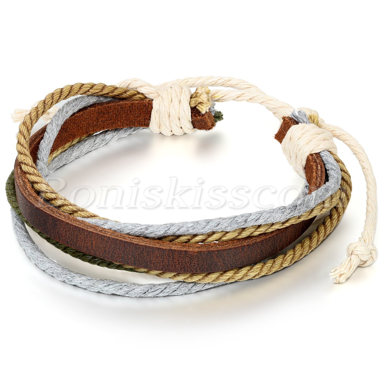 Charm Unique Simple Multilayer Mixed Colors Leather Bracelet Strap Adjustable