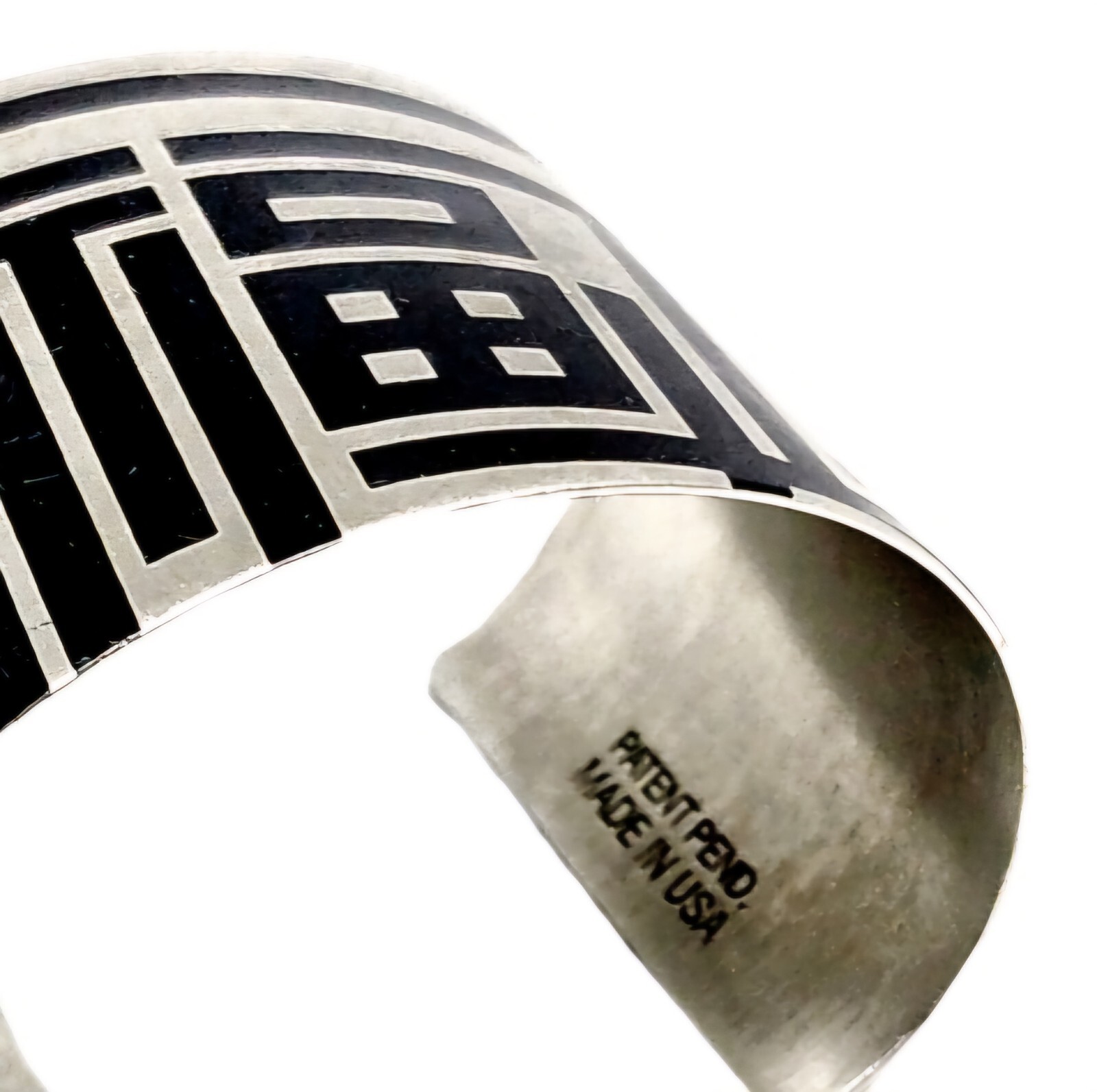 Tattooed Steel Cuff Bracelet Geometric Design “Mental Block” By Kris Fry