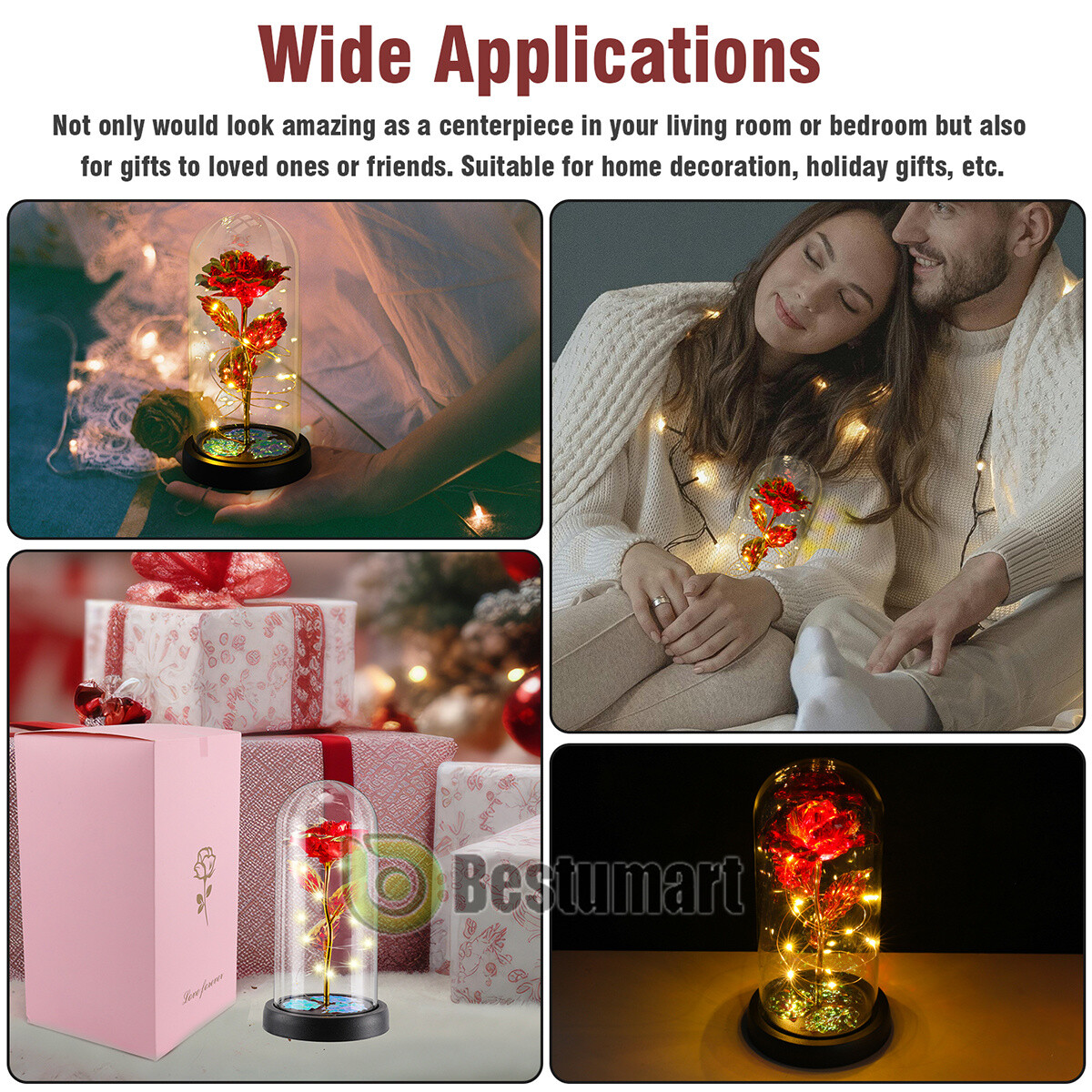 Valentines Day Gifts for Her – Crystal Galaxy Enchanted LED in Glass Rose Gifts