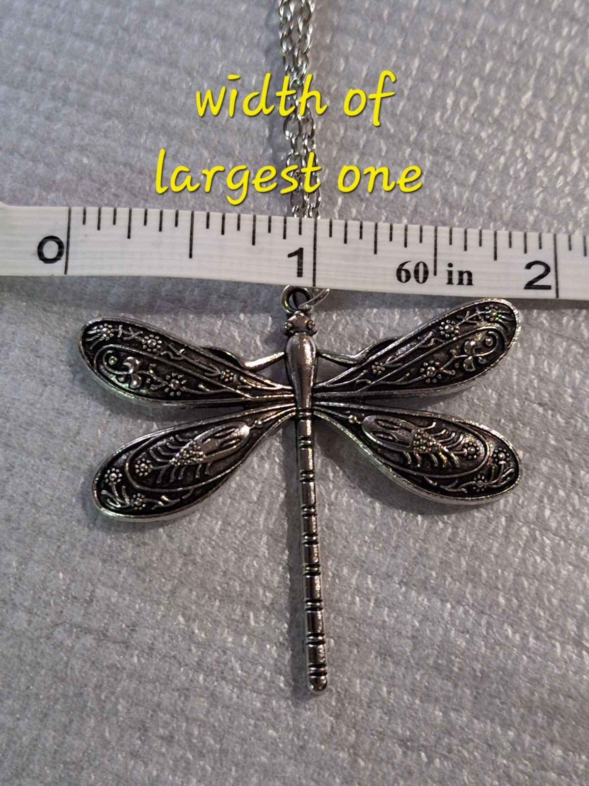 New Gorgeous 3 Dragonfly Pendant Necklace~Silvertone~26″ Chain~See Pics~ #1946