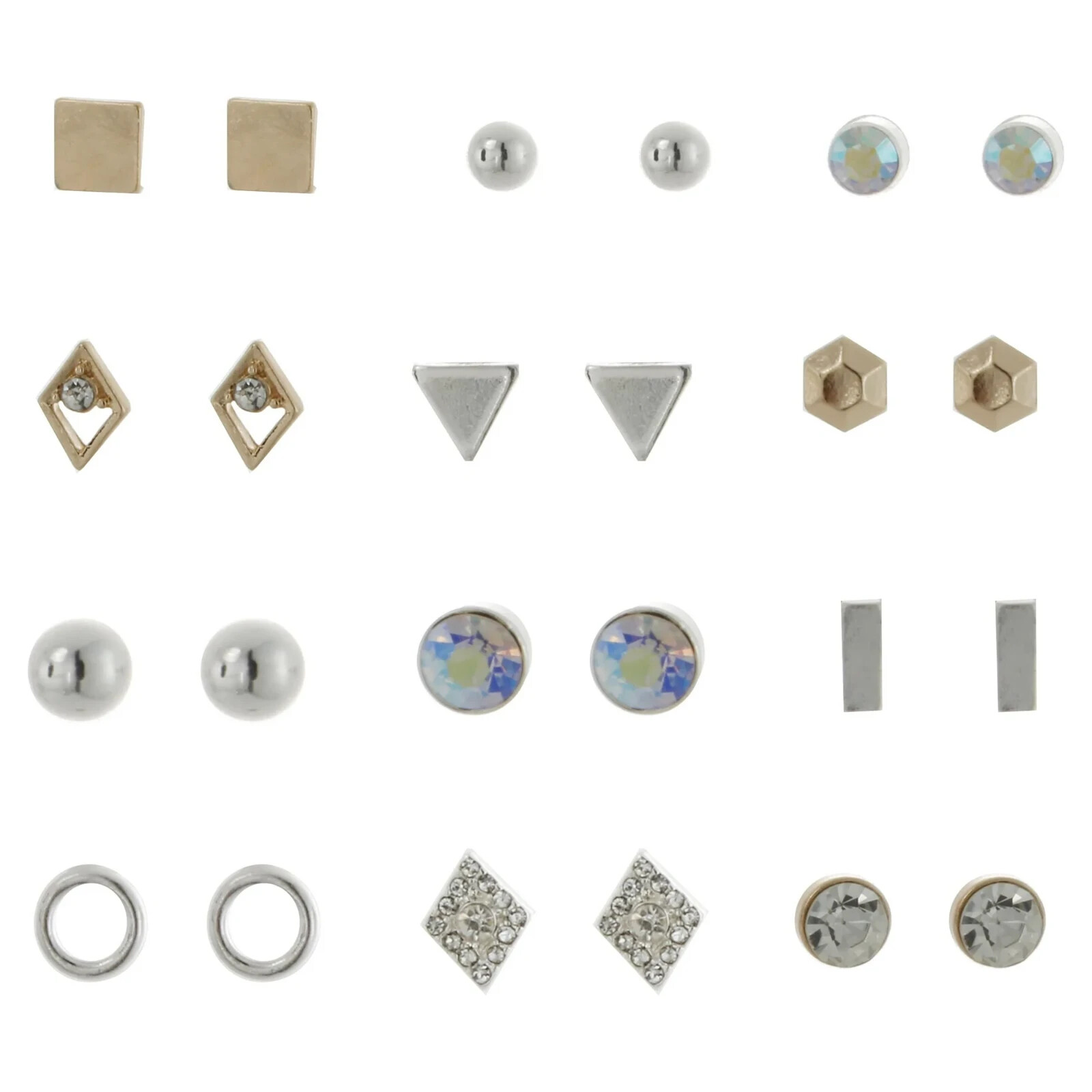 Time And Tru Hypoallergenic Stud Earrings Set – 12 Pairs Total