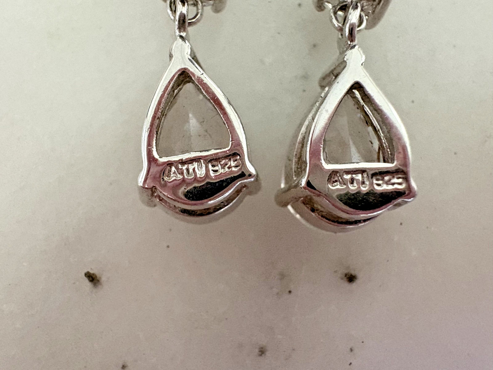 Sterling Silver Classic Pear & Round Cut CZ Drop Dangle Stud Earrings Stamp 925