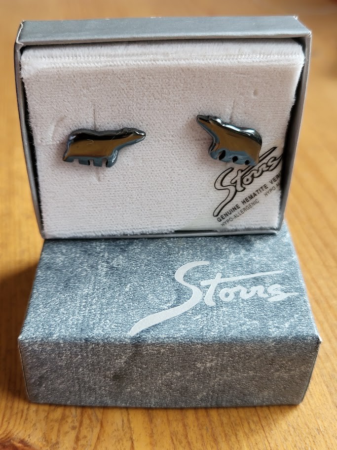 Hematite Polar Bears Earings by Storrs (BC, Canada)