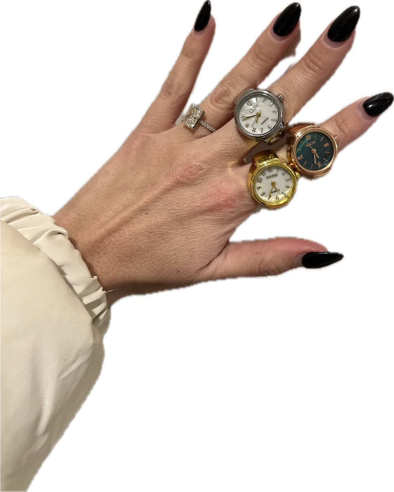 BOZHI Watch Ring Size 6-11 Silver Gold Rose Gold Metal