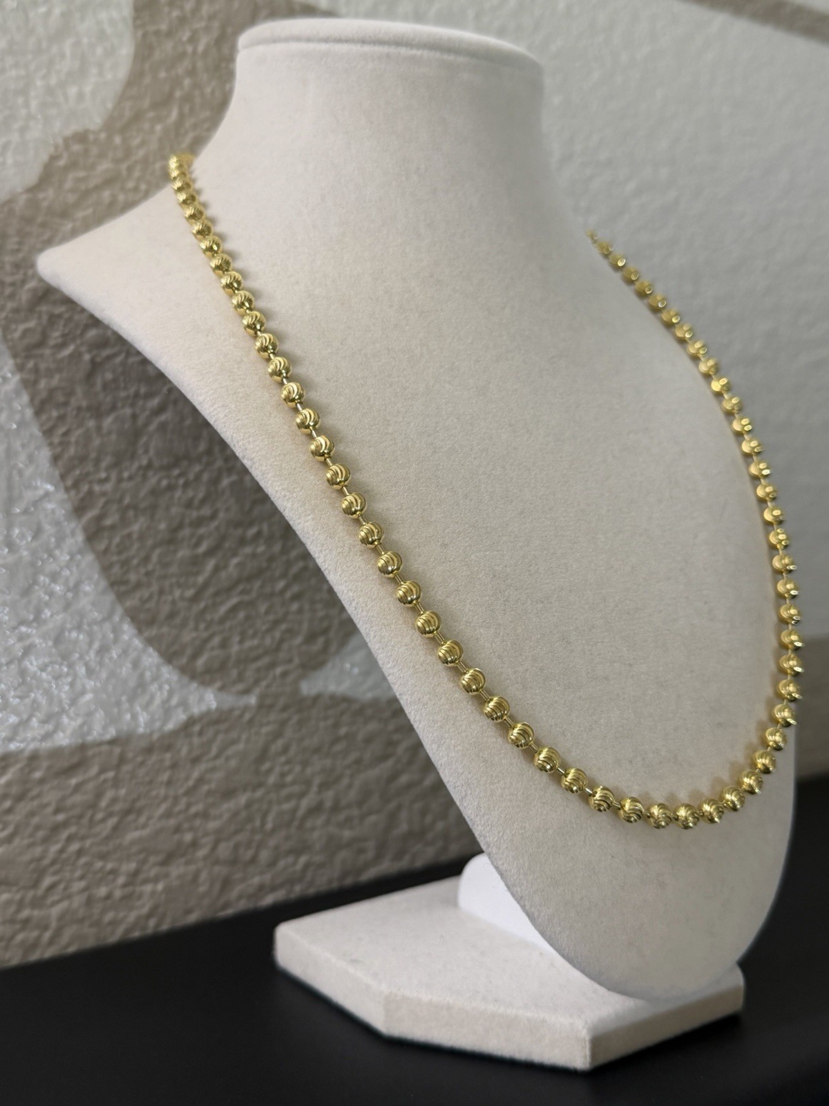 22 inch 4.9mm – Gold Over 925 Sterling Silver Mooncut Bead Chain