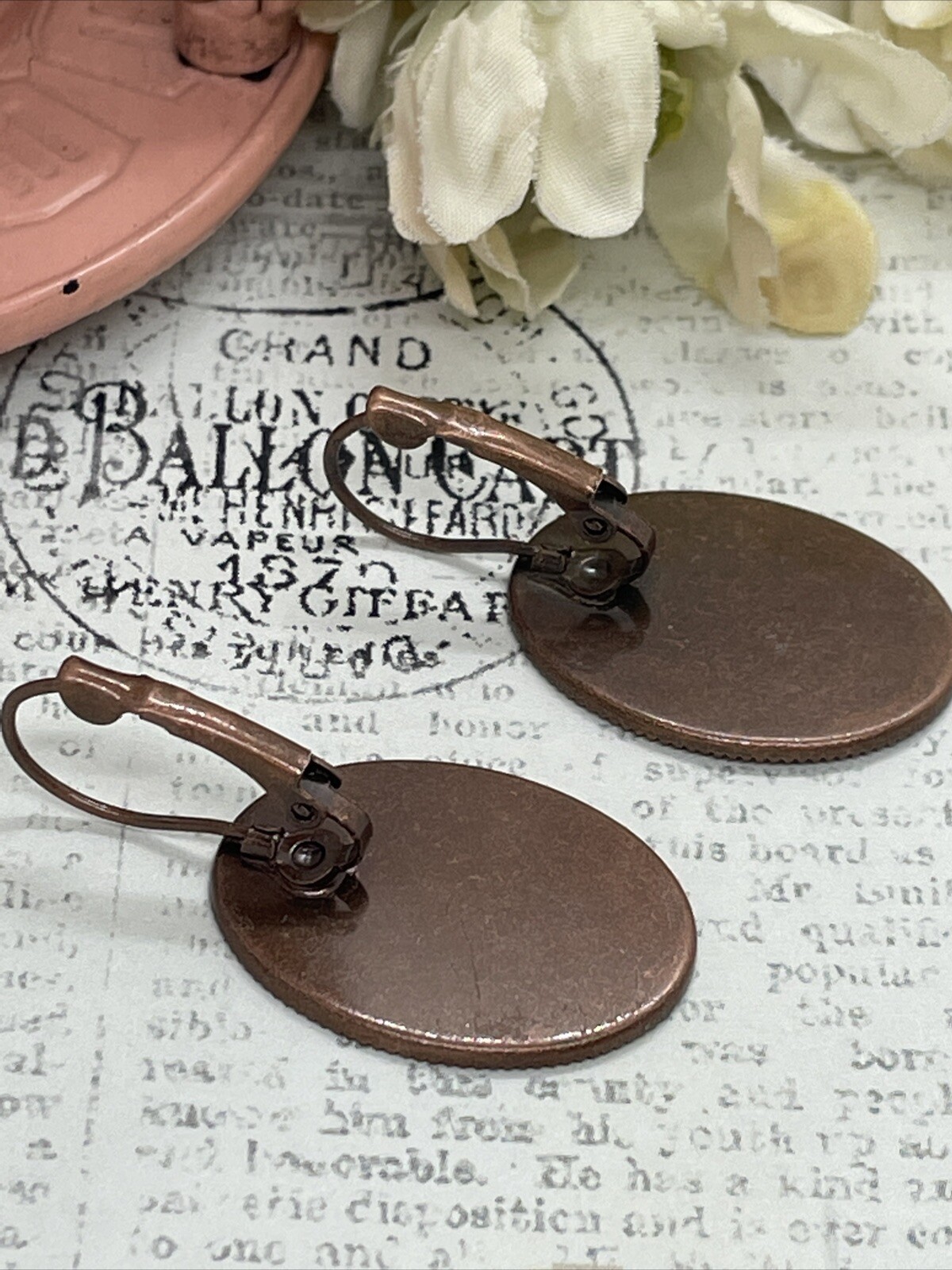 Dolphin Beach Rose Gold Wedding Gift Sea Life Earrings Cameo Birthday Brass