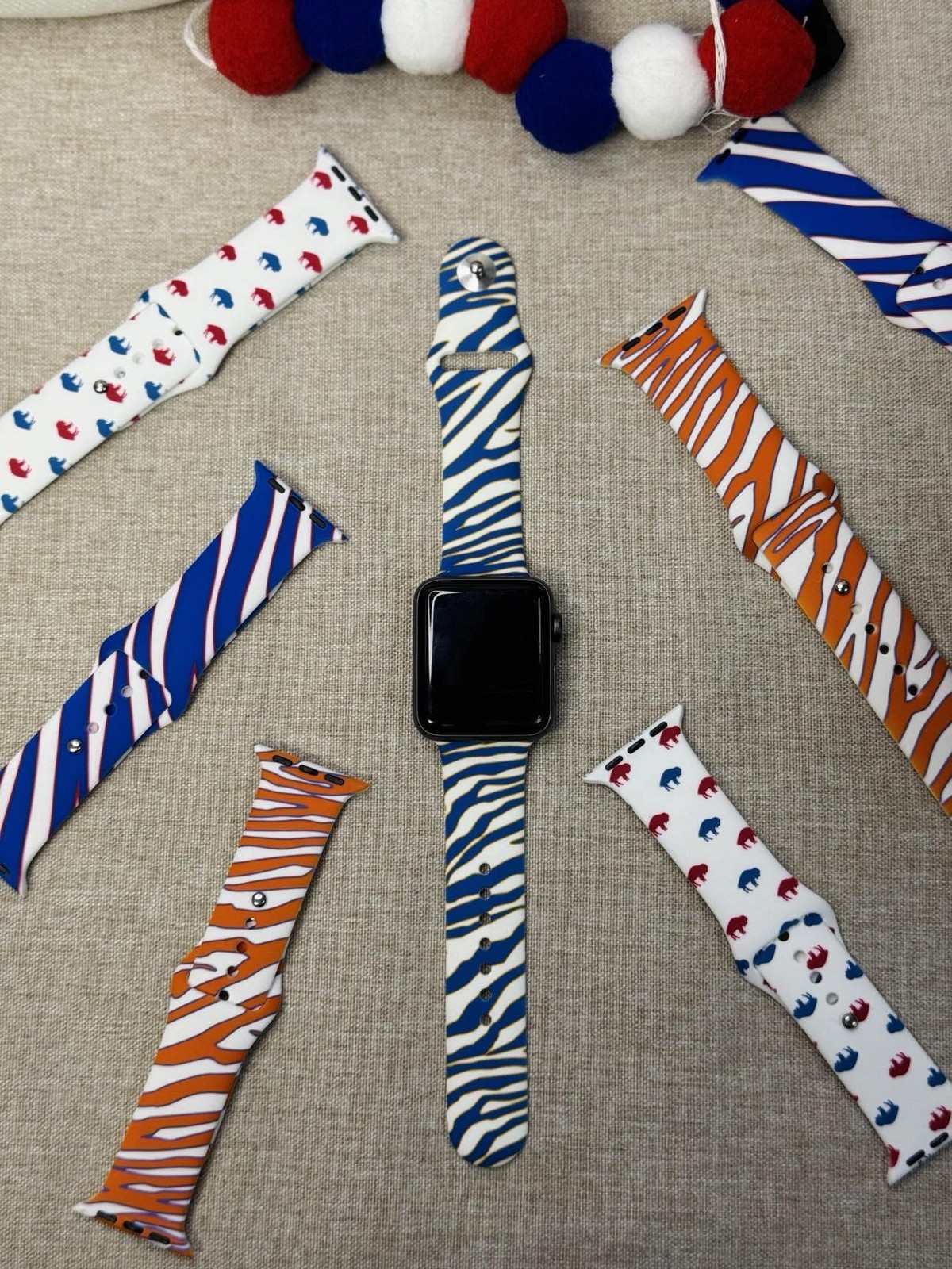 Buffalo Sabres Stripe Pattern Yellow White and Blue Watchband | Silicone