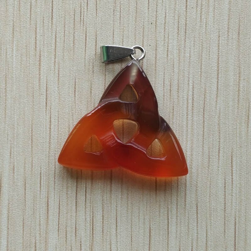 Natural Stone Mixed 6pcs/lot Hollow Triangle Shape Pendants for Necklace Jewelry