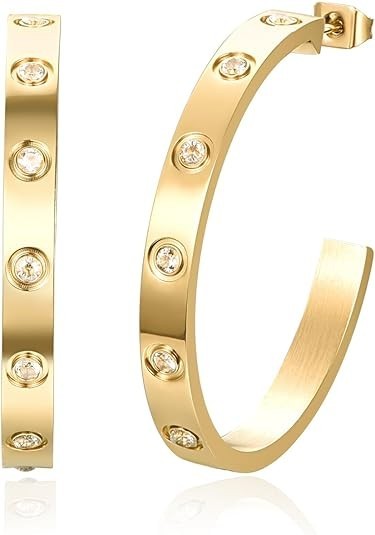 Love Friendship Hoop Earrings Set for Women 18K Gold and Silver Stainless Ste…