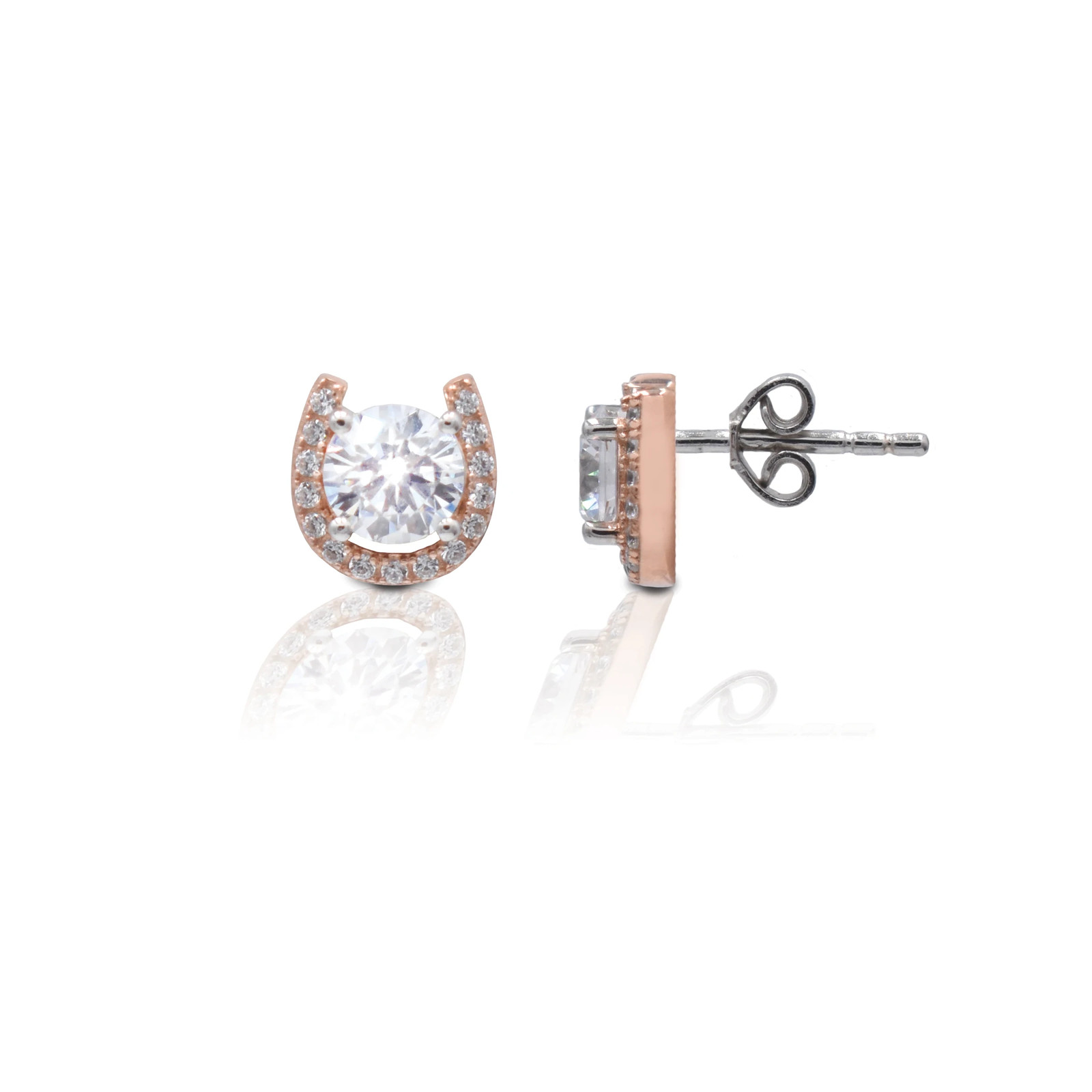 Kelly Herd Rose Gold Plated Horseshoe Stud Earrings – Sterling Silver
