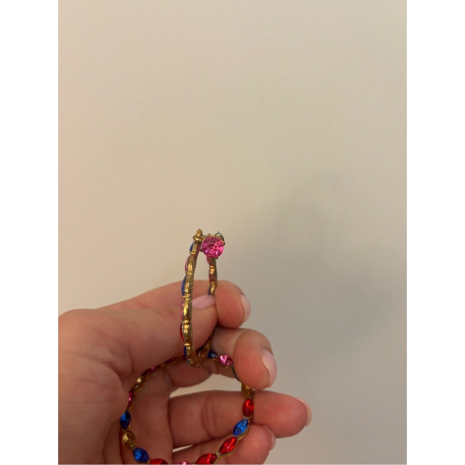 Source Unknown Multicolor Marquise Crystal Hoop Earrings in Gold-Tone