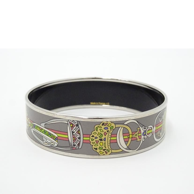 HERMES Emaille GM Bangle Bracelet Gray GP 21cm Width 1.9cm Pre-owned