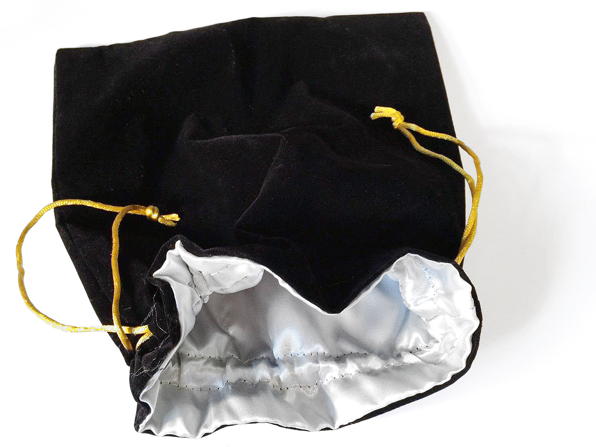 NEW Soft Black Velvet Drawstring Carry Gift Bag w/ Silky Silver Lining 6.5″ x 8″