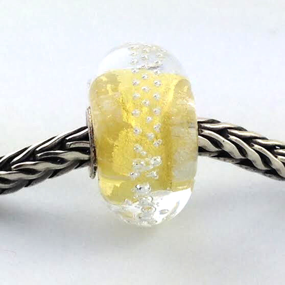 Authentic Trollbeads Glass Silver Trace Gold Bead Charm 62023, New